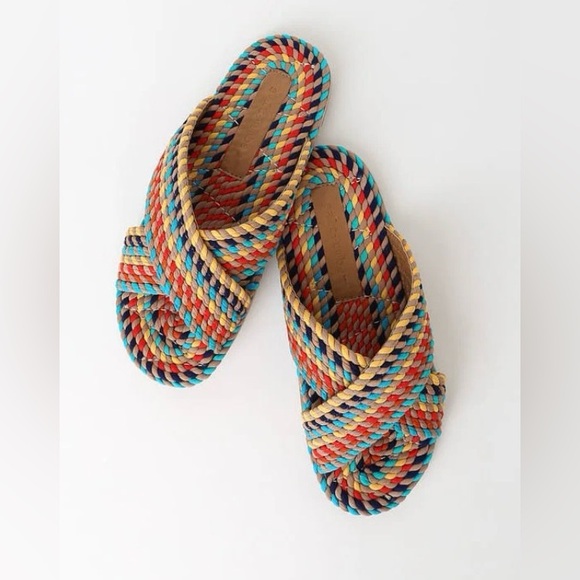 Salt + Umber Shoes - Salt + Umber Saraya Multi-Rainbow Fabric Rope Sandal Size 8